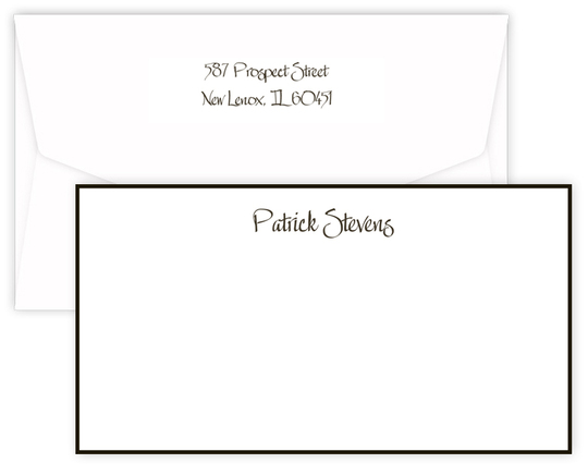Triple Thick Classic Border Wide Flat Note Cards - Raised Ink